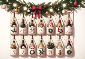 illustration d'un calendrier de l'avent avec des bouteilles d'alcool