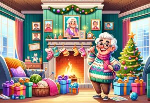 illustration arrière grand parent entouraient de cadeaux