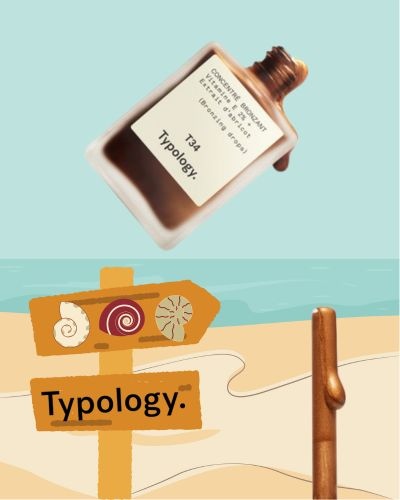 illustration d'une plage avec un concentré bronzant typology