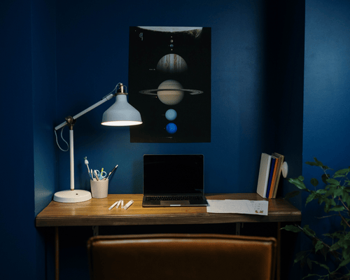 exemple de bureau bleu